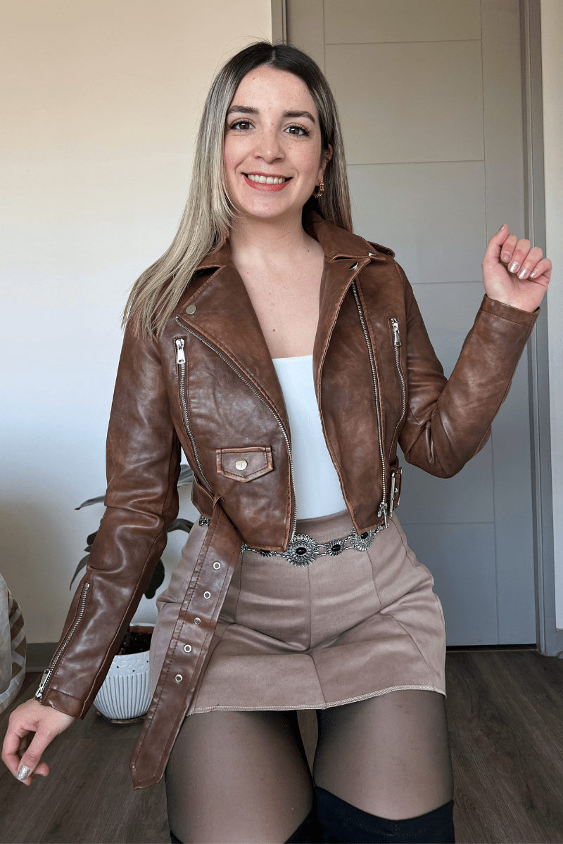 Biker eco cuero envejecida premium