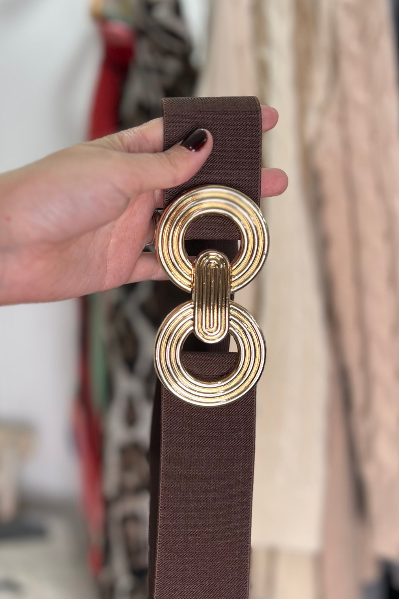 Cinturon elasticado con hebillas circulares