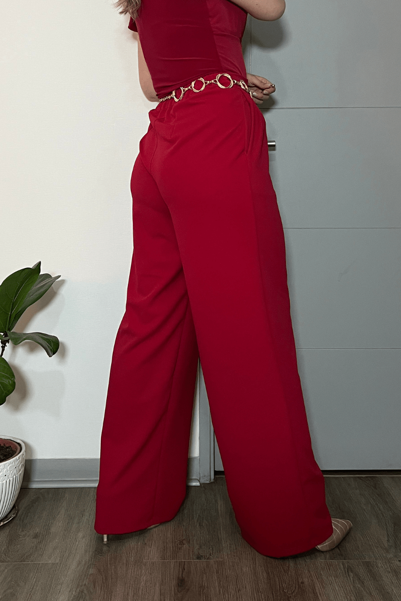 Pantalón sastrero palazzo elasticado cintura elasticada Lucky Collection