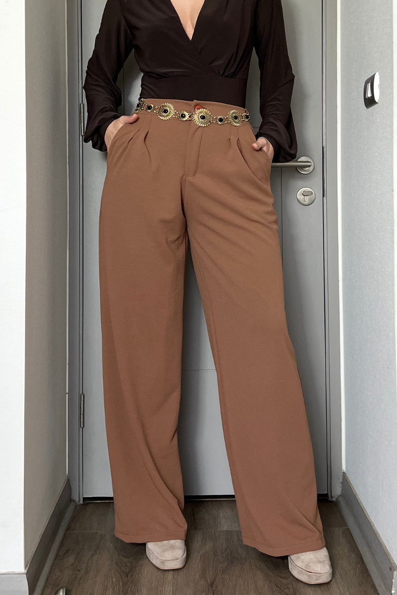 Pantalón sastrero palazzo elasticado cintura elasticada