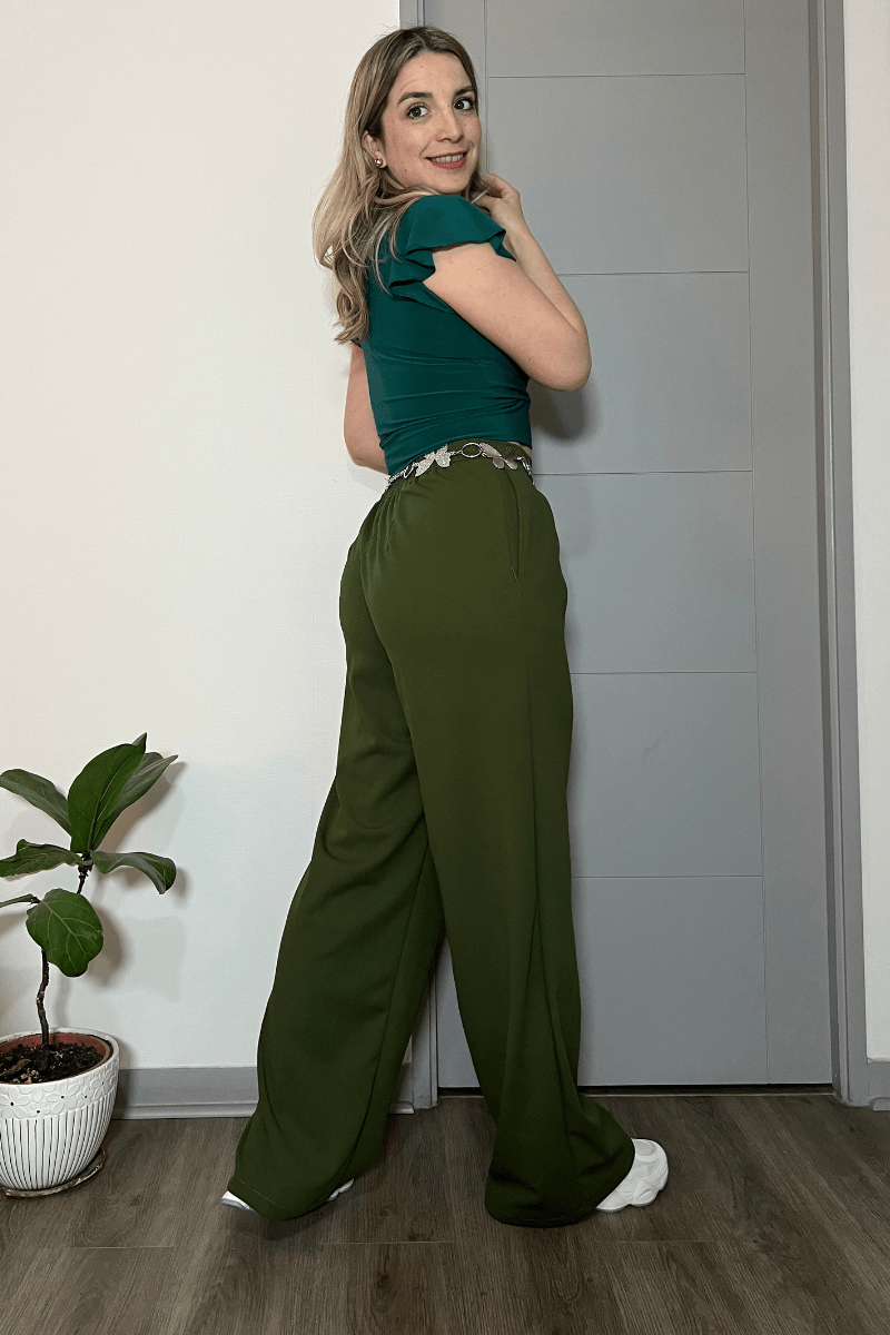 Pantalón sastrero palazzo elasticado cintura elasticada Lucky Collection