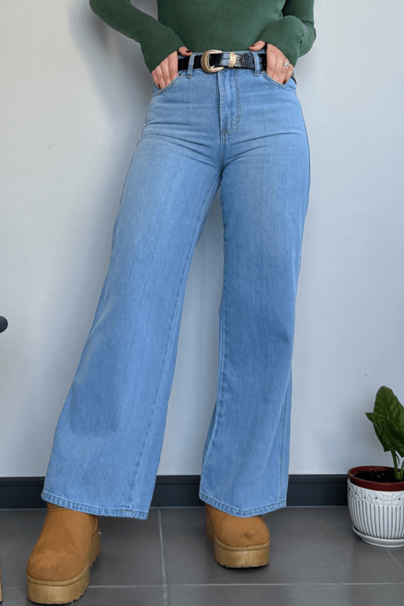 Jeans wide leg celeste confección nacional