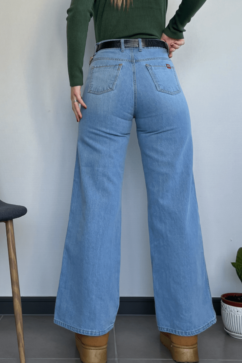 Jeans wide leg celeste confección nacional