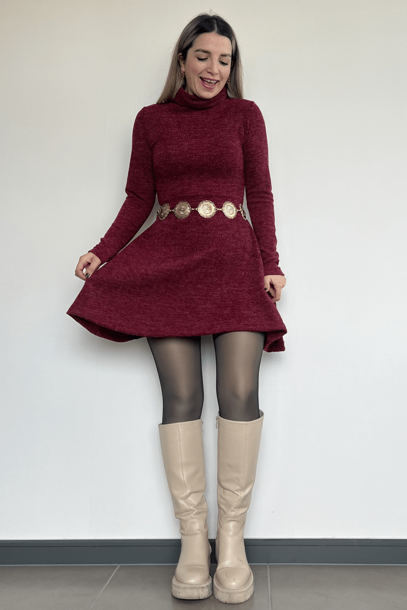 Vestido cuello tortuga corte campana Lucky Collection