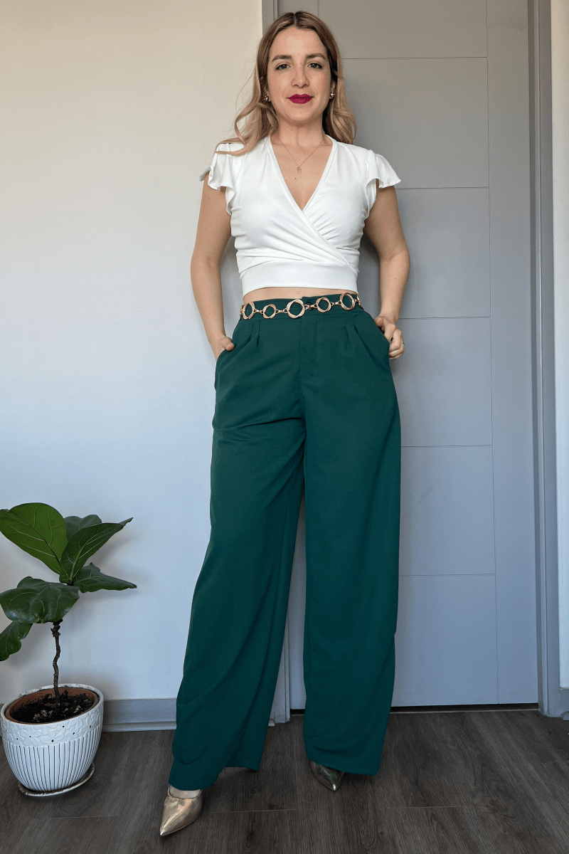 Pantalón sastrero palazzo elasticado cintura elasticada Lucky Collection