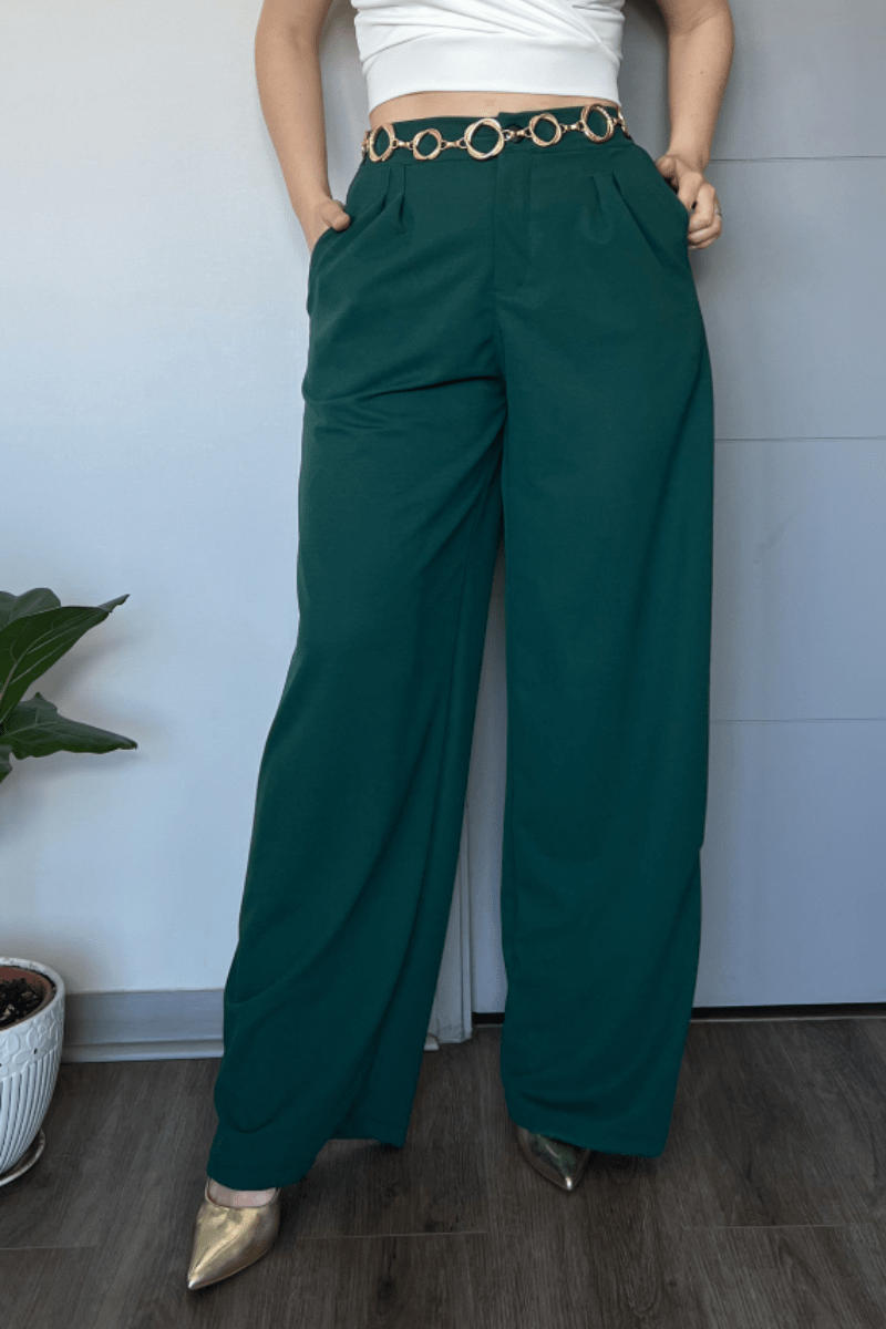 Pantalón sastrero palazzo elasticado cintura elasticada Lucky Collection