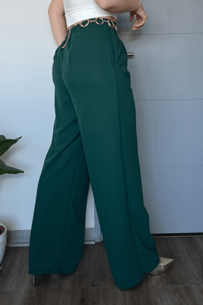 Pantalón sastrero palazzo elasticado cintura elasticada Lucky Collection