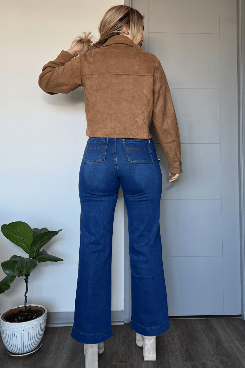 Chaqueta de gamuza con bolsillos delanteros