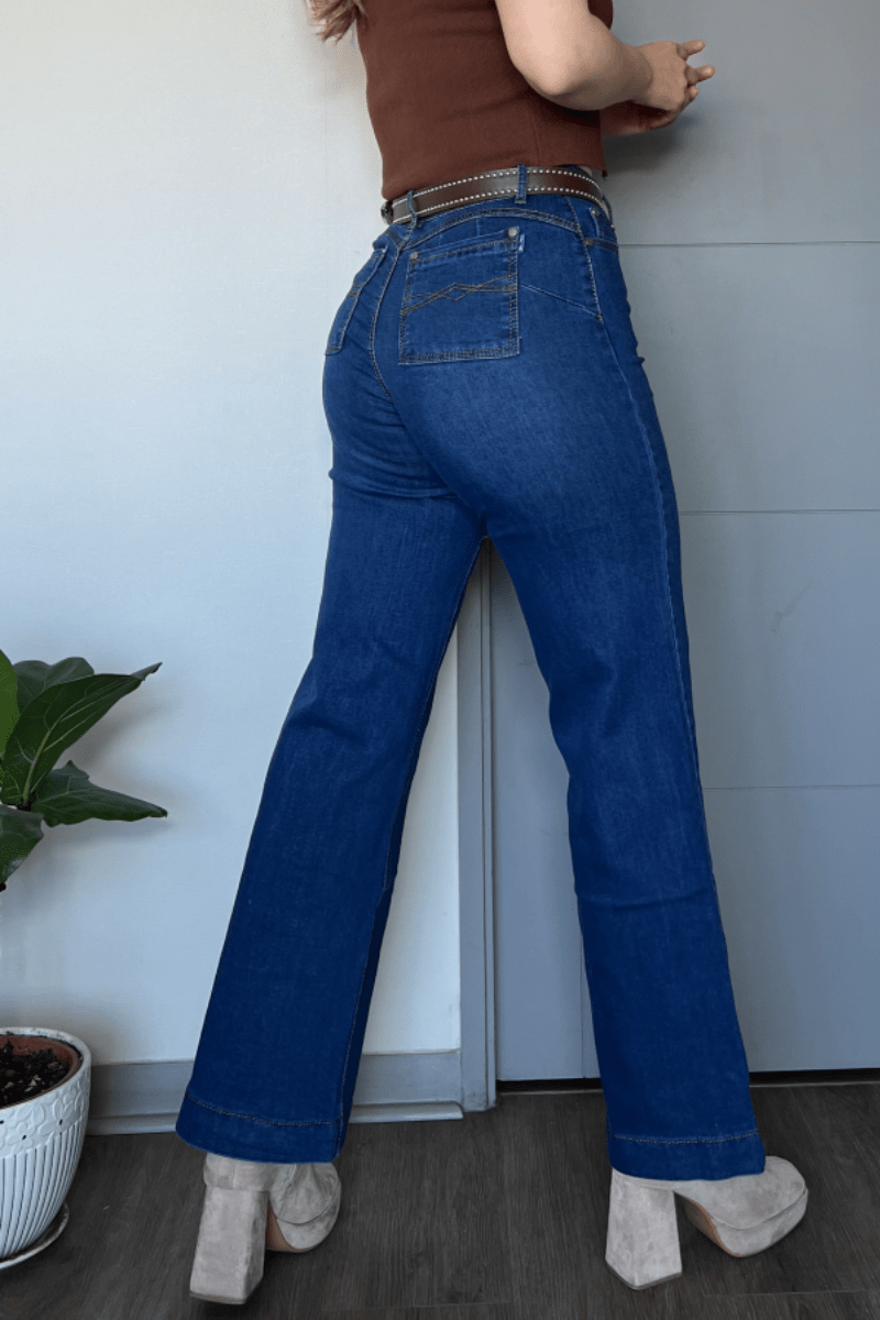 Jeans wide leg azul marino 2