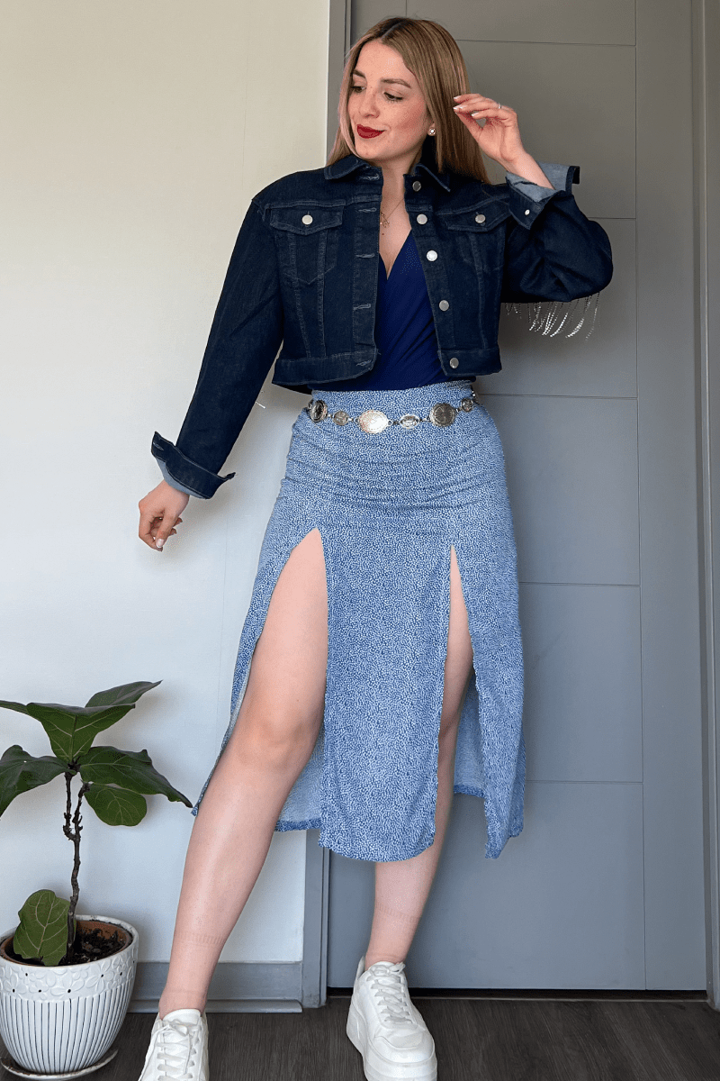 Maxi falda viscosa con escote delantero Lucky Collection