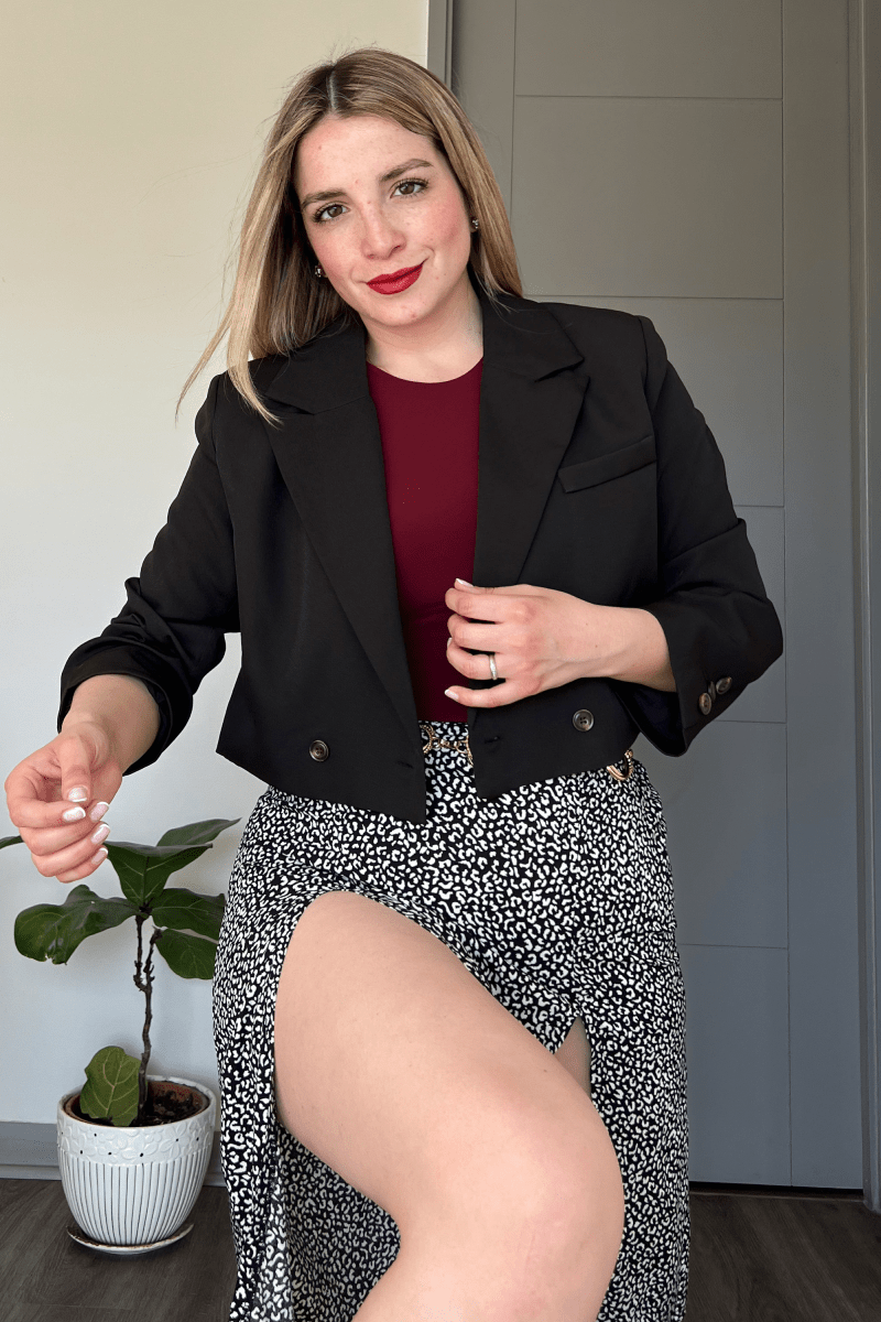 Blazer mujer crop cruzado