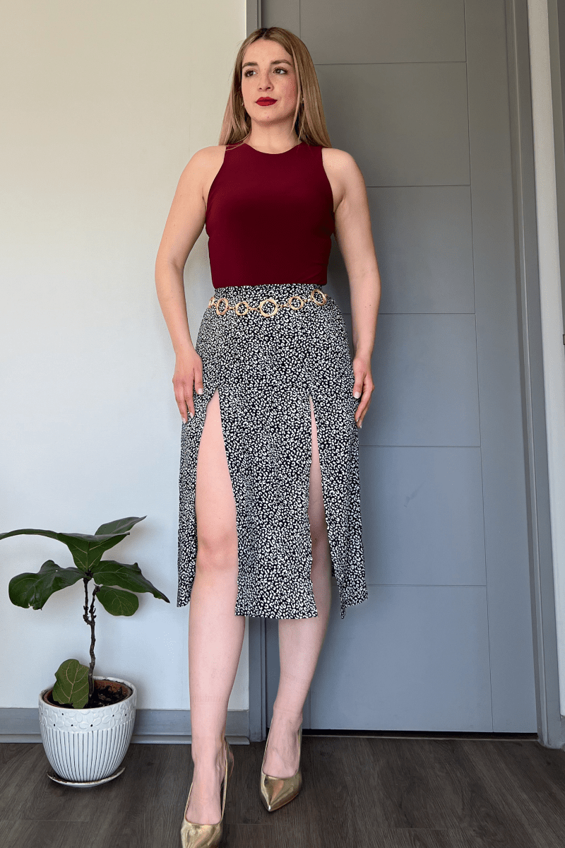 Maxi falda viscosa con escote delantero Lucky Collection