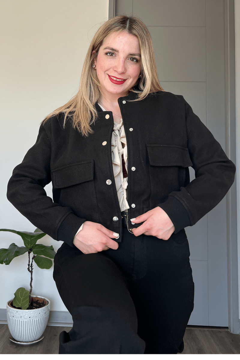 Chaqueta bomber de paño mujer cropped calidad premium