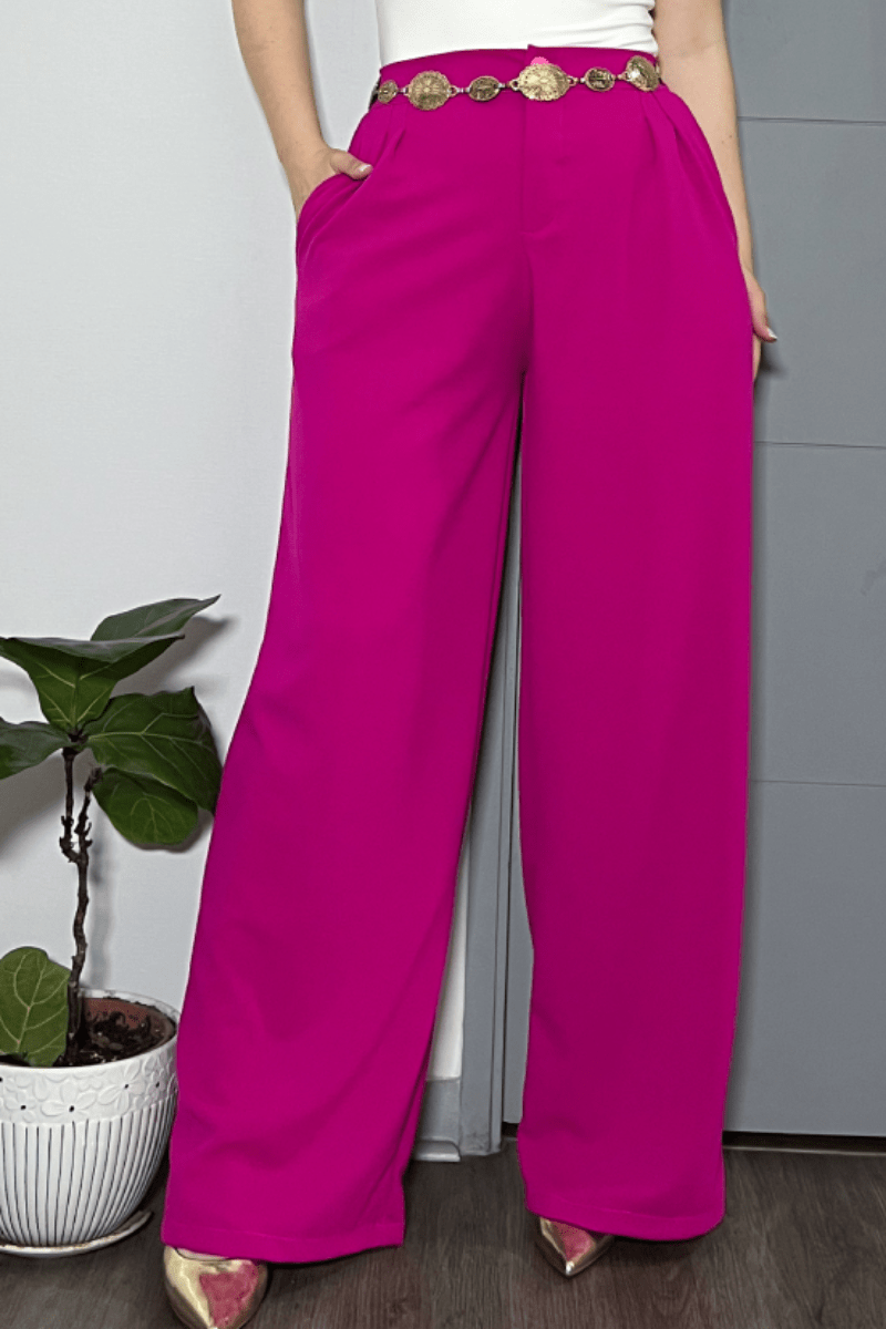 Pantalón sastrero palazzo elasticado cintura elasticada Lucky Collection