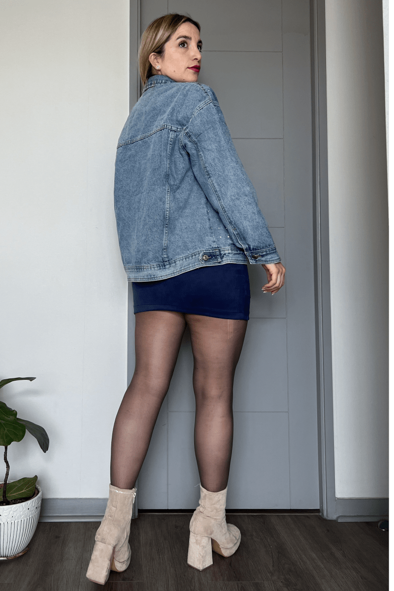 Chaqueta denim mezclilla brillos oversize