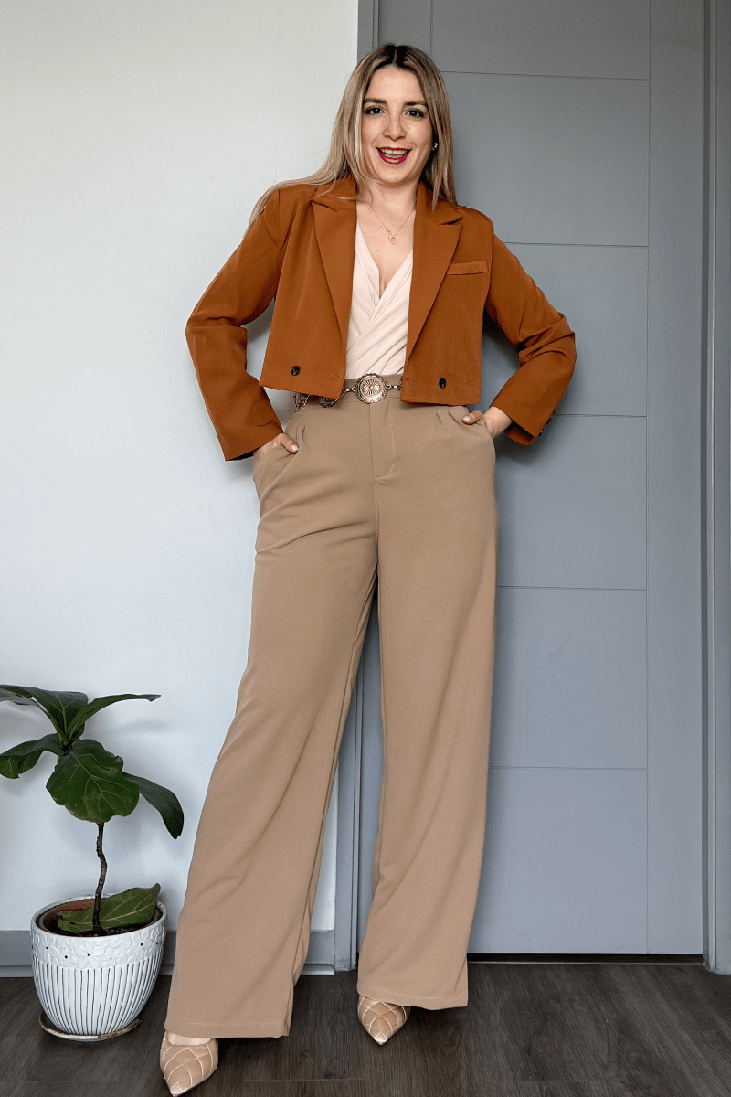 Pantalón sastrero palazzo elasticado cintura elasticada Lucky Collection