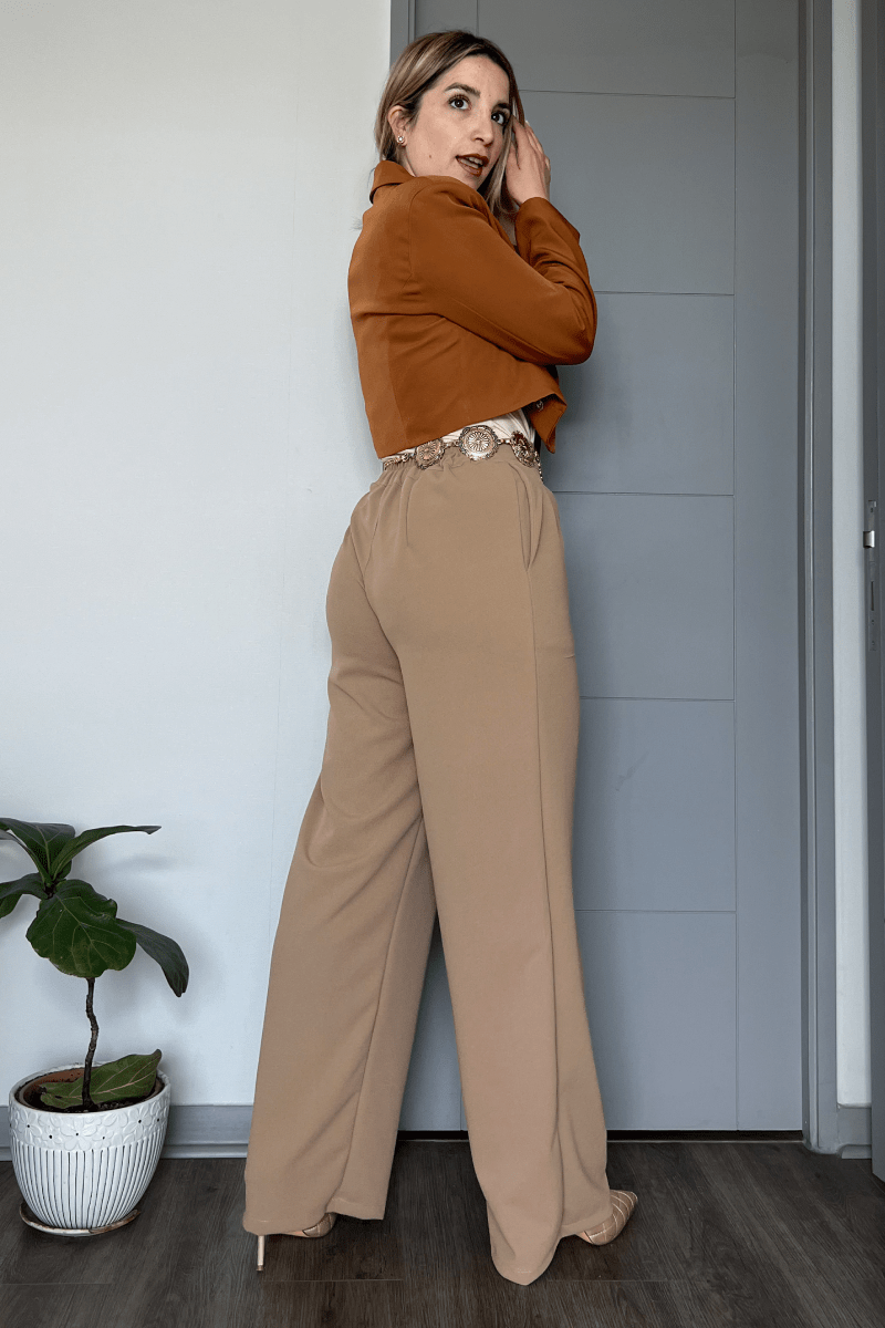 Pantalón sastrero palazzo elasticado cintura elasticada Lucky Collection