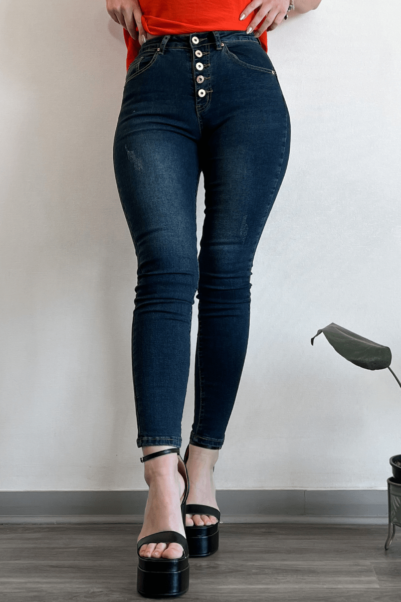 Jeans azul grisáceo botones