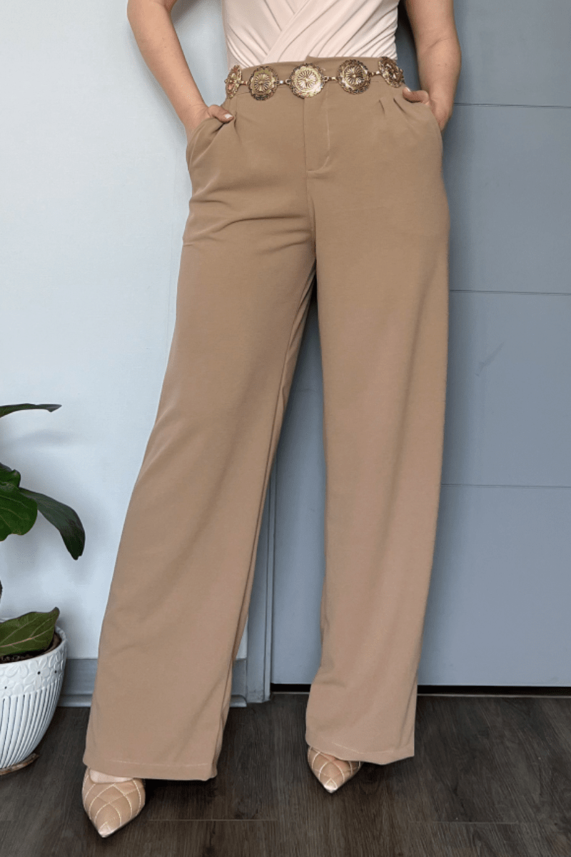 Pantalón sastrero palazzo elasticado cintura elasticada Lucky Collection