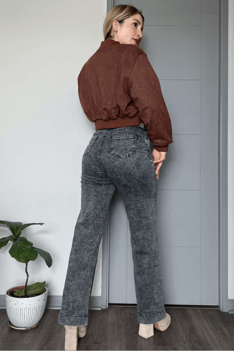 Chaqueta bomber gamuza elasticada con puños