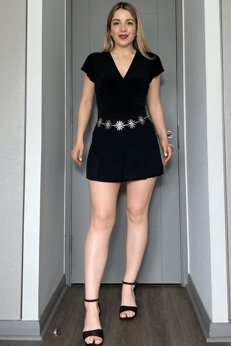 Falda short tableada tela de verano