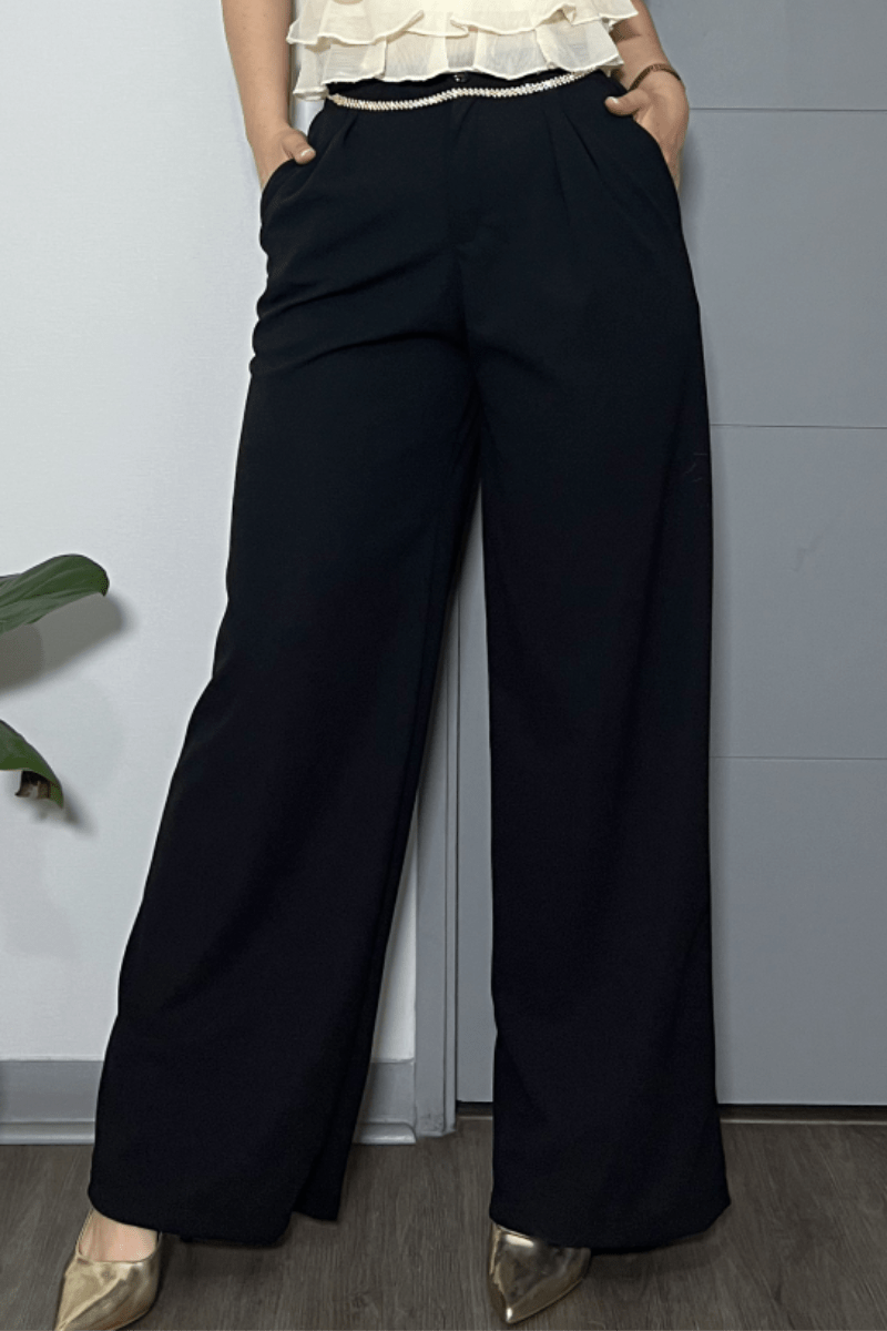 Pantalón sastrero palazzo elasticado cintura elasticada Lucky Collection