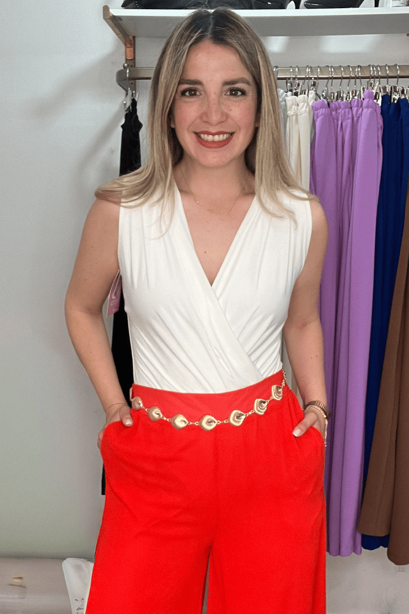 Body doble lycra escote V sin mangas