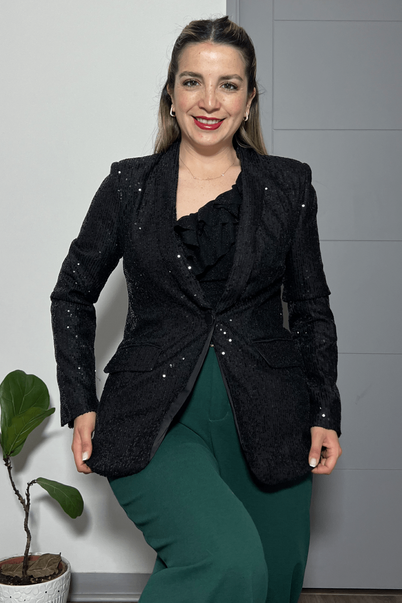 Blazer lentejuelas solapa boton