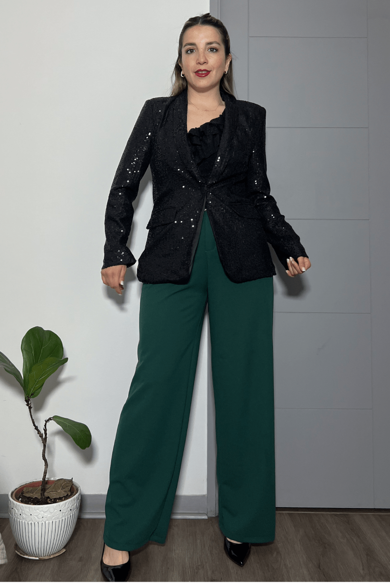 Blazer lentejuelas solapa boton