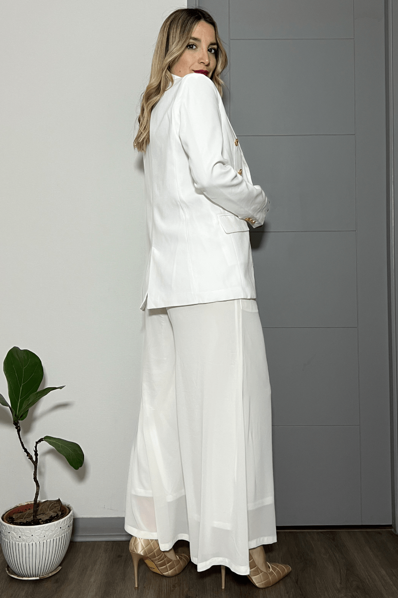 Blazer largo blanco mujer botones dorados calidad premium