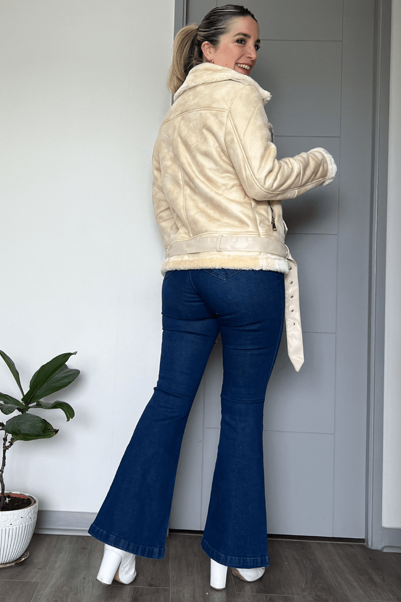 Aviadora tendencia gamuza 100% forrada chiporro calidad premium crema