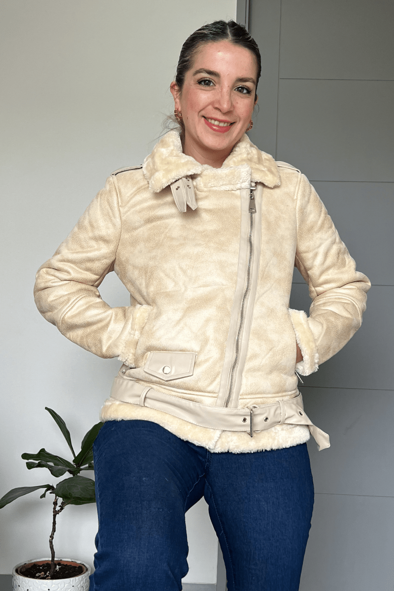 Aviadora tendencia gamuza 100% forrada chiporro calidad premium crema