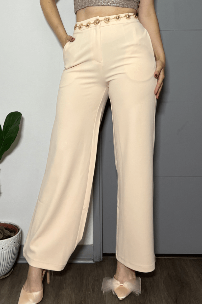 Pantalón palazzo Londres mujer tiro alto y elasticados sastrero