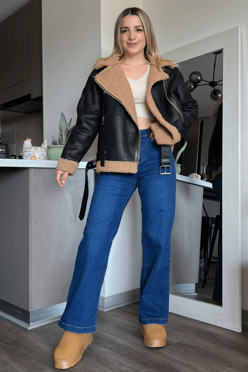 Maxi aviadora chocolate estilo oversize 100% chiporro por dentro