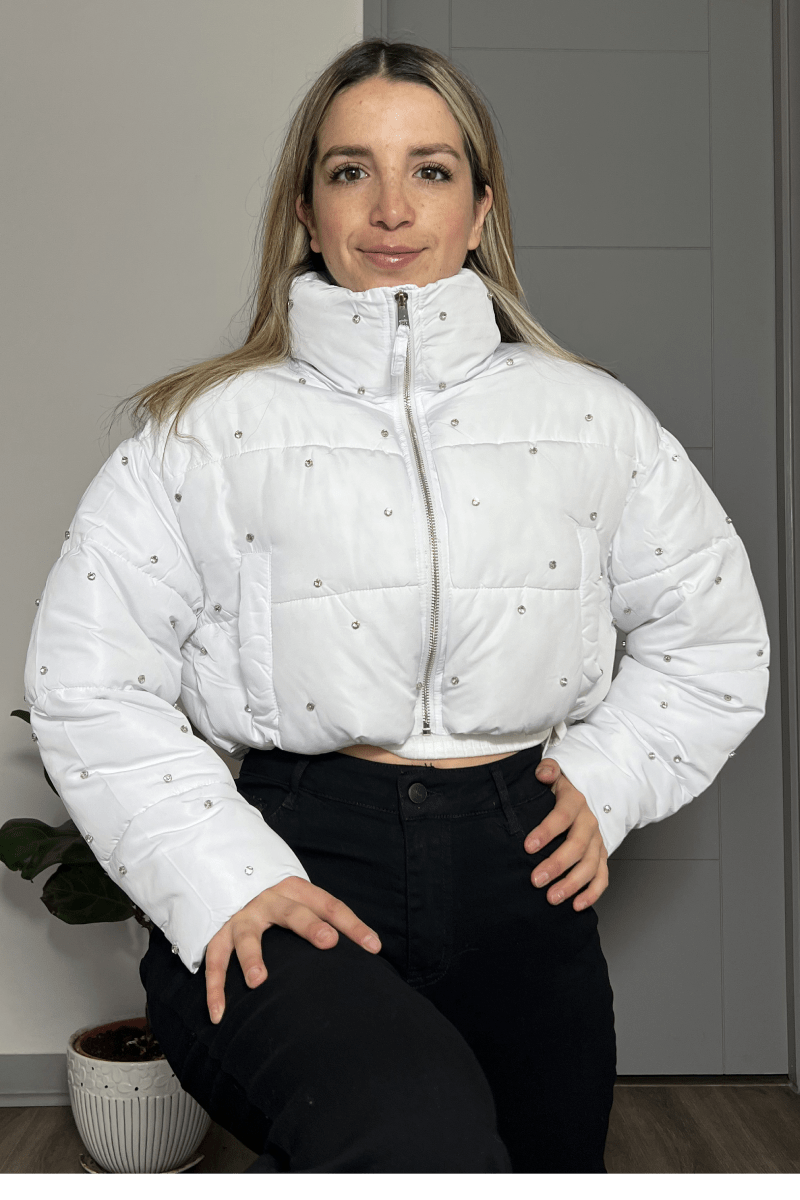 puffa jacket con strass brillantes calidad premium