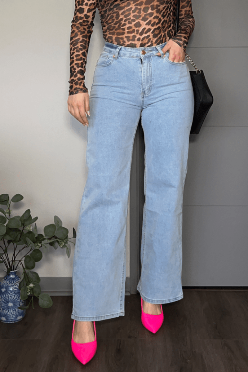 Jeans wide leg celeste