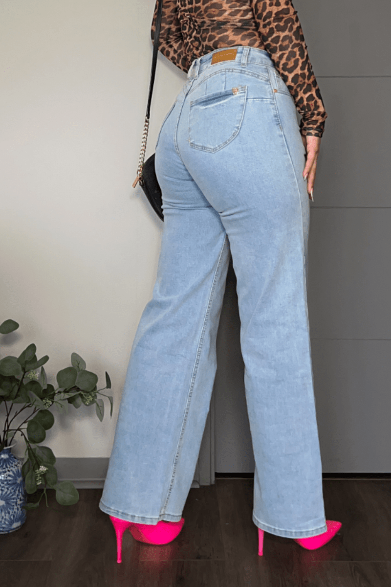 Jeans wide leg celeste