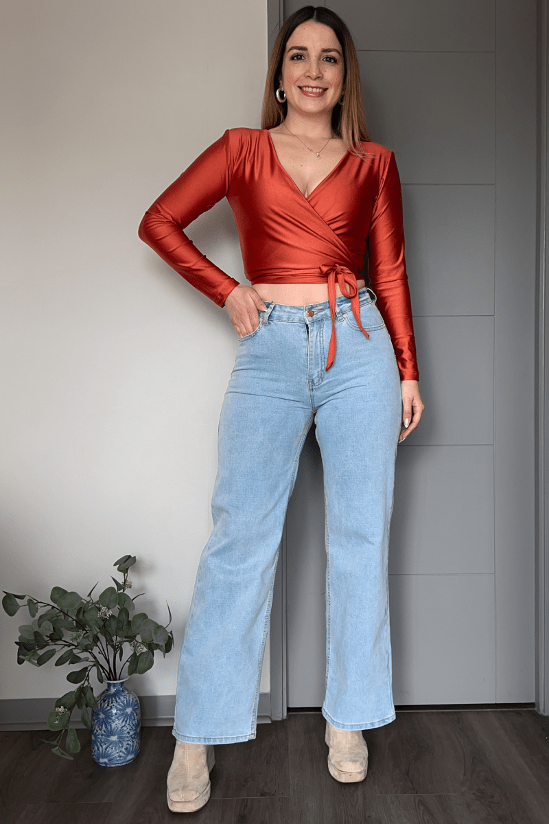 Jeans wide leg celeste