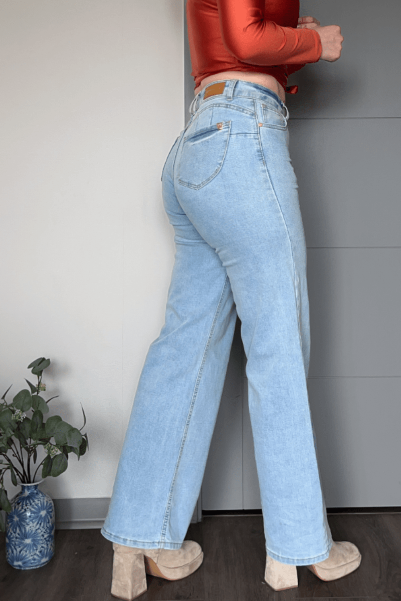 Jeans wide leg celeste