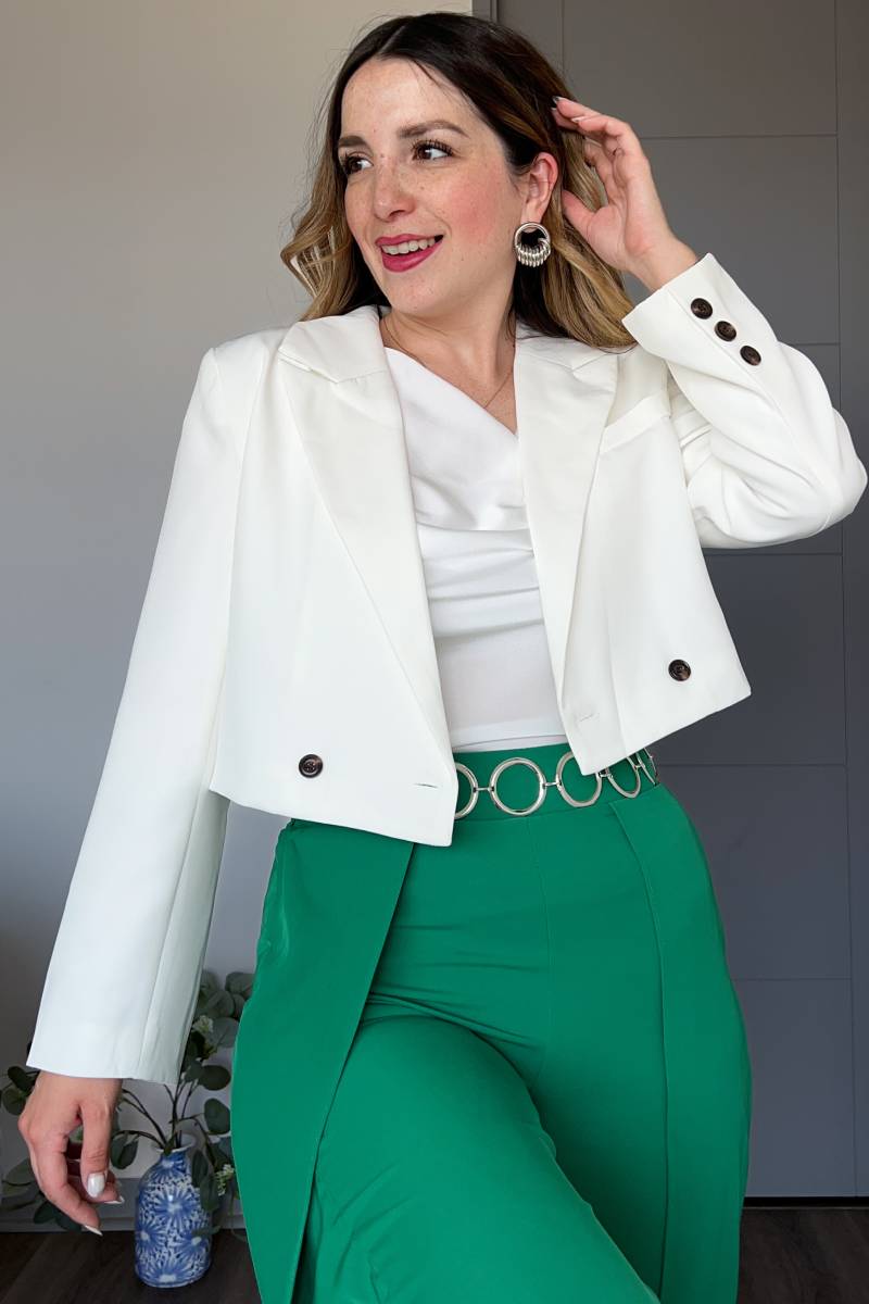 Blazer mujer crop cruzado