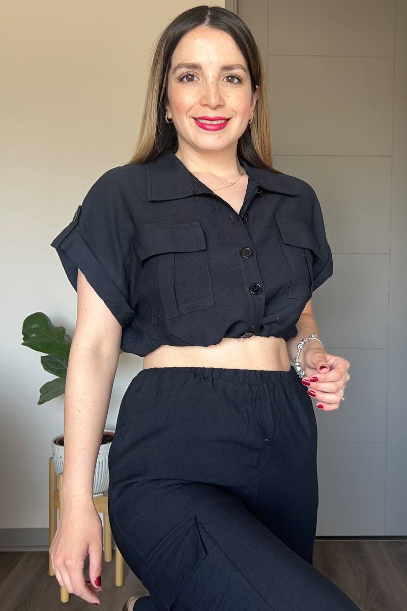 Blusa cargo crop top peto