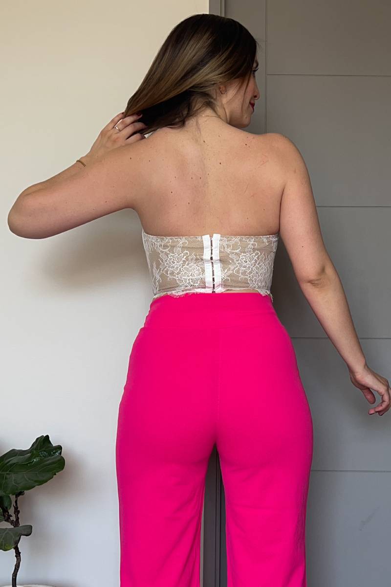 Corset crop lencero con encaje