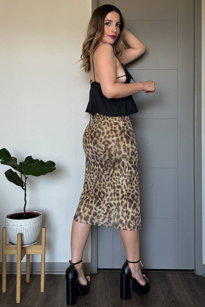 Falda larga tubo animal print