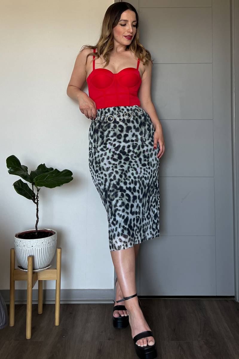 Falda larga tubo animal print