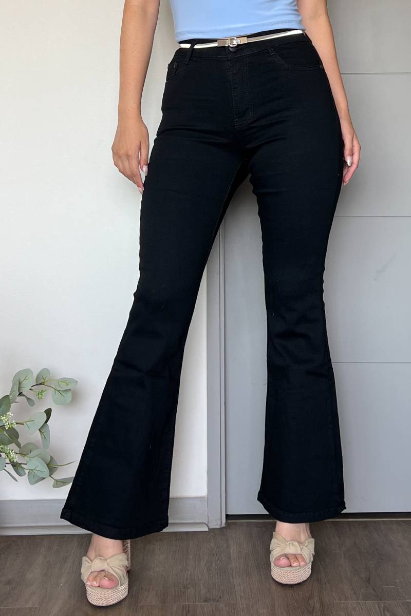 Jeans mujer flare tiro alto negro