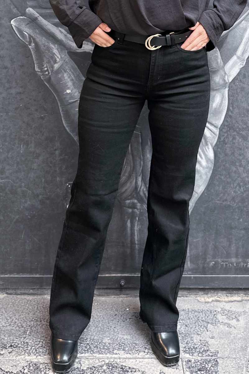 Jeans negro recto tiro alto premium