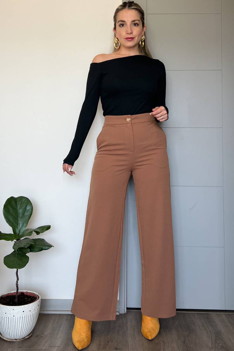 Pantalón palazzo Londres mujer tiro alto y elasticados