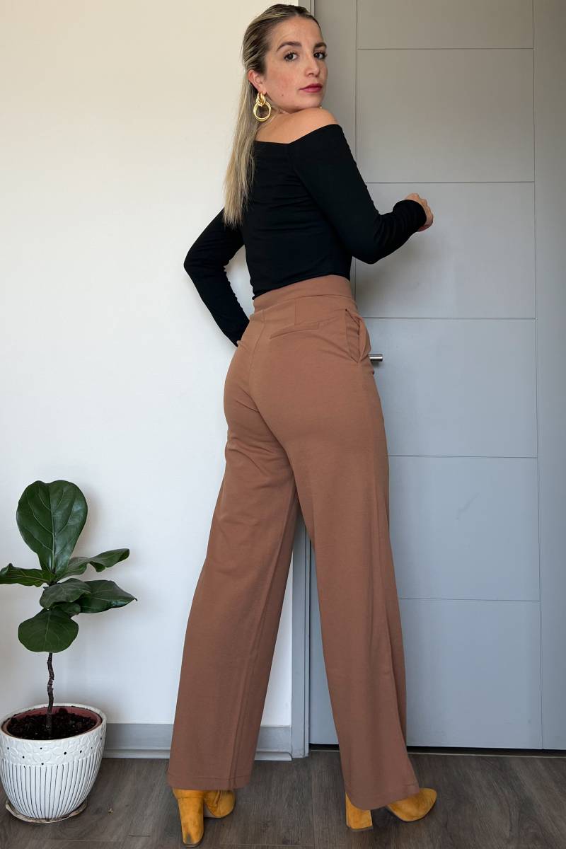 Pantalón palazzo Londres mujer tiro alto y elasticados