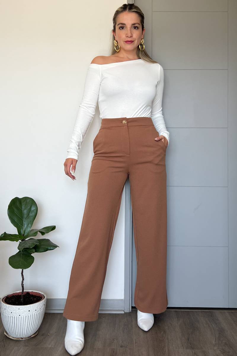 Pantalón palazzo Londres mujer tiro alto y elasticados