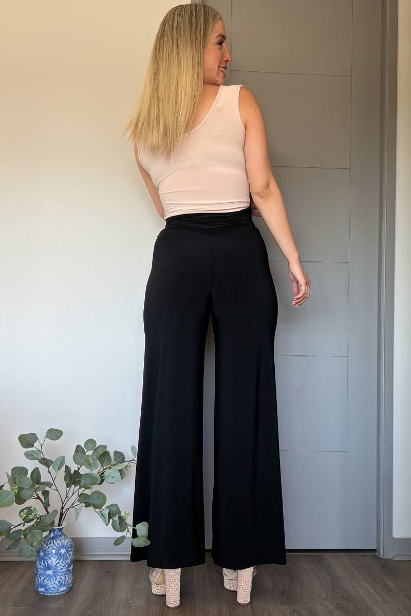 Pantalón palazzo mujer elasticado con amarras